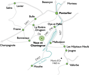 Plan d'accès Vaux et Chantegrue